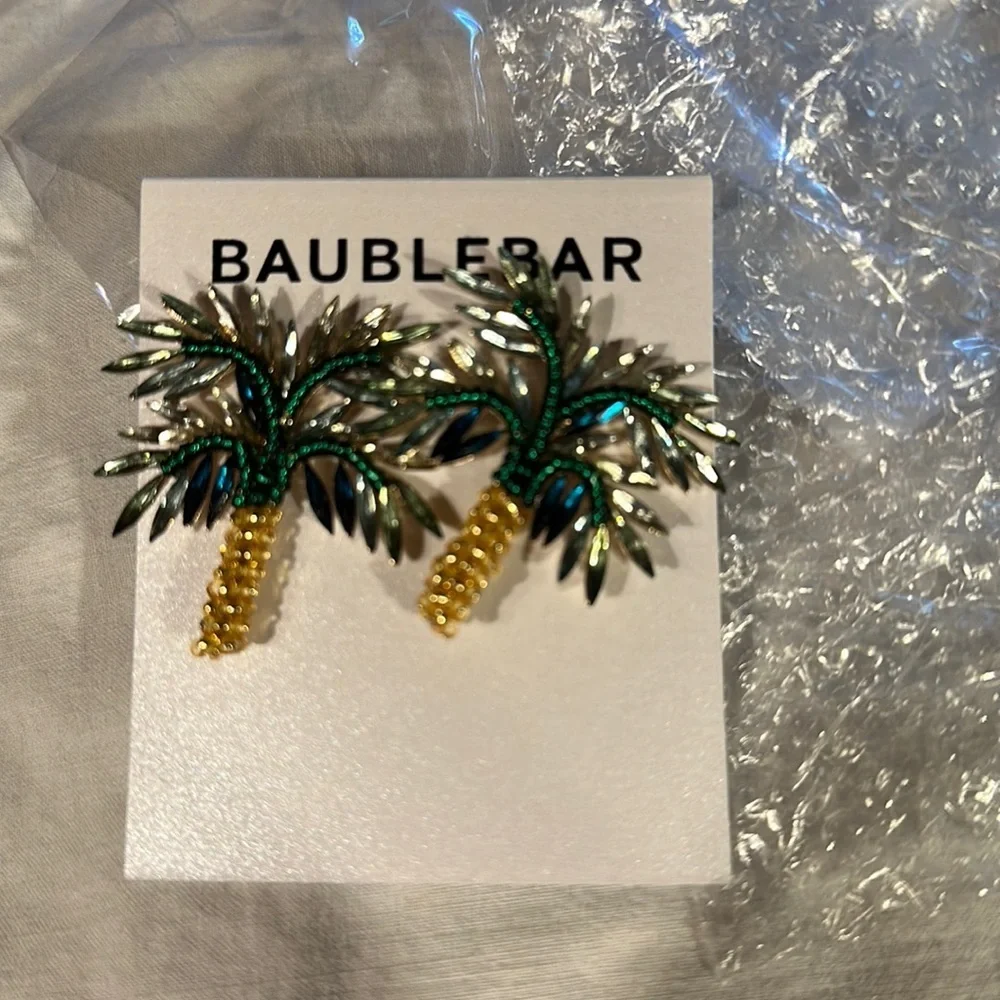 NIP Baublebar Palm Tree Statement Post Earrings! - Picture 1 of 5